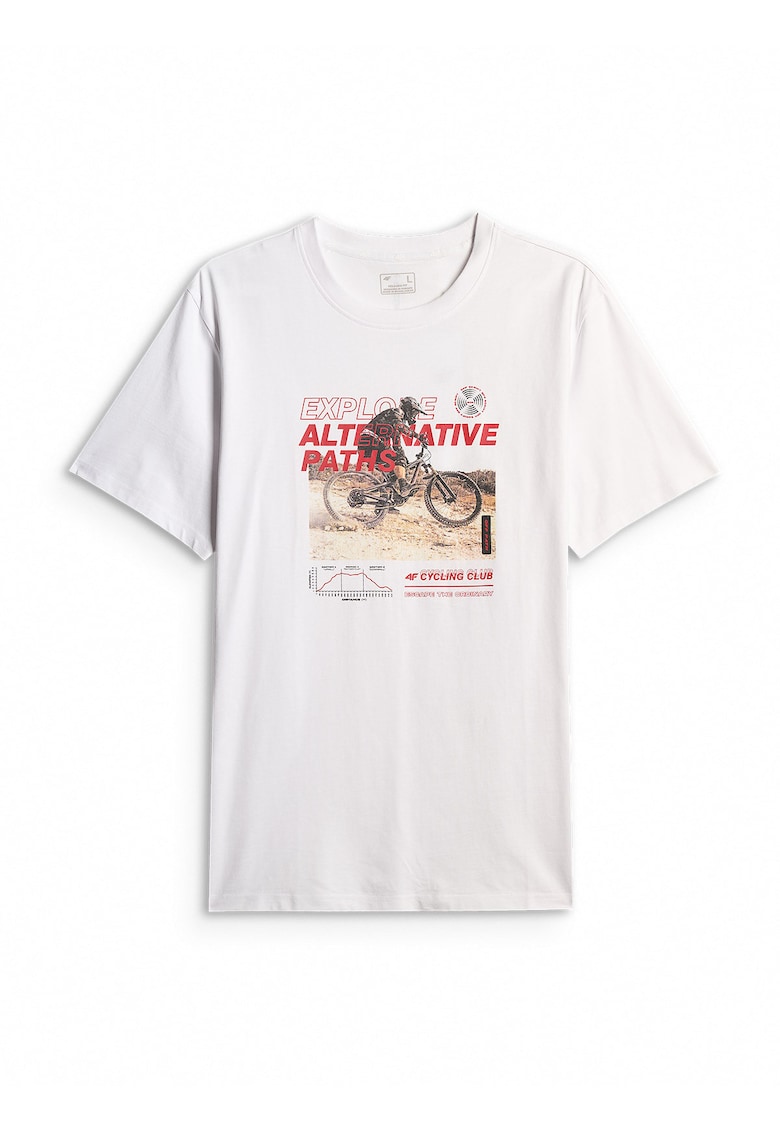 Tricou barbati relaxed - imprimeu - alb - bumbac