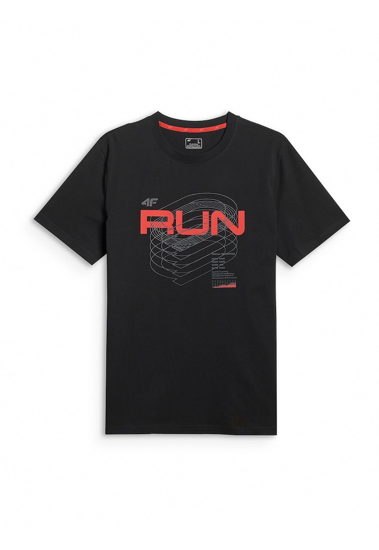 Tricou barbati imprimeu distinctiv - croiala regular - negru - bumbac