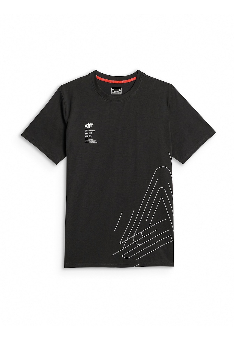 Tricou barbati regular - imprimeu - culoare negru - din bumbac