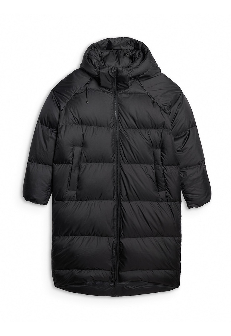 Geaca de puf pentru femei - oversize - negru - umplutura naturala - poliester -