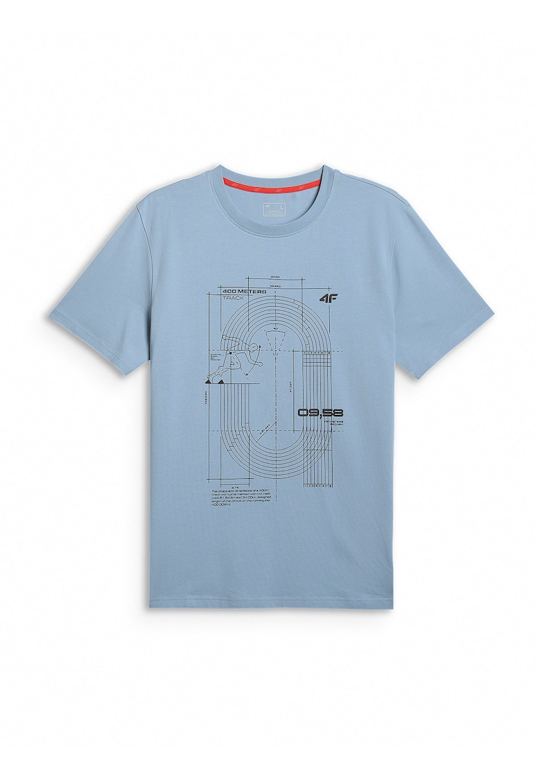 Tricou barbati regular - imprimeu albastru - Albastru