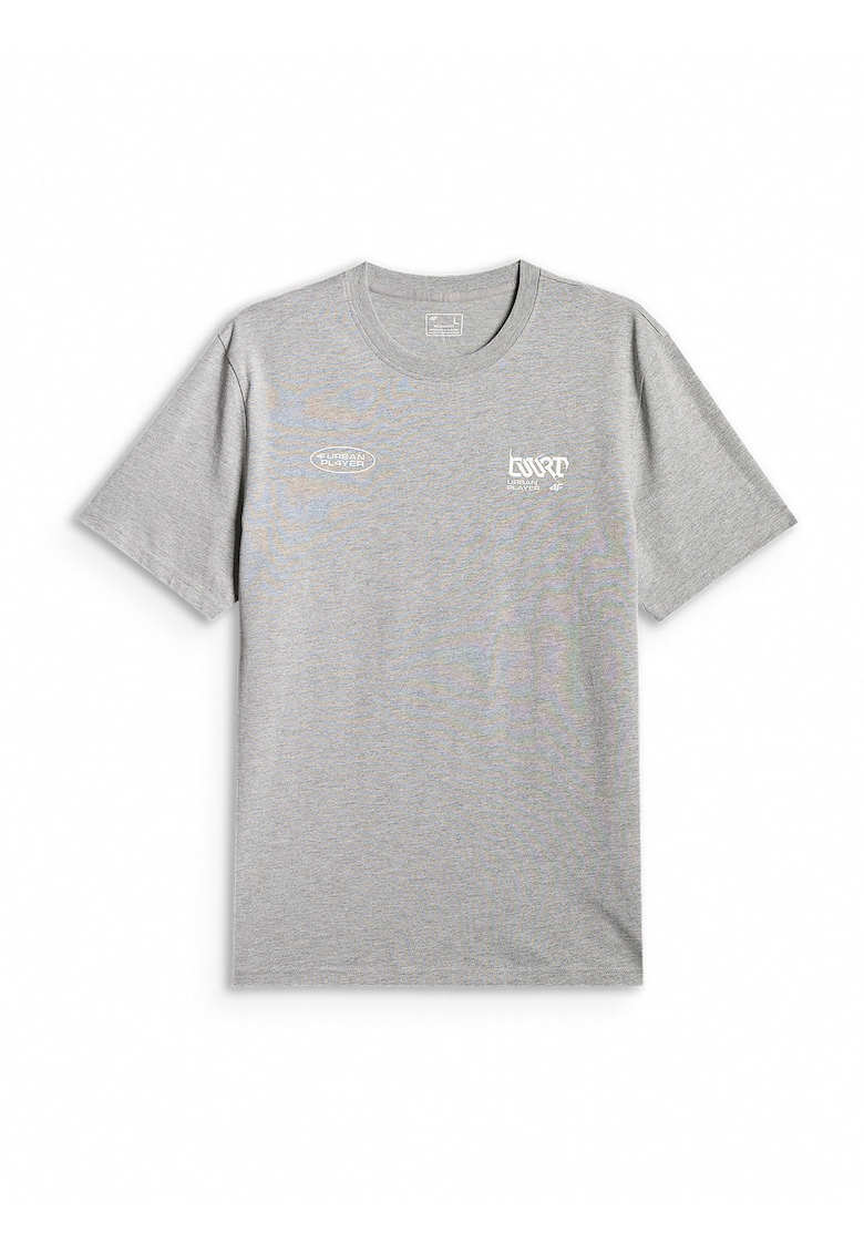 Tricou barbati regular - gri - bumbac - croiala lejera