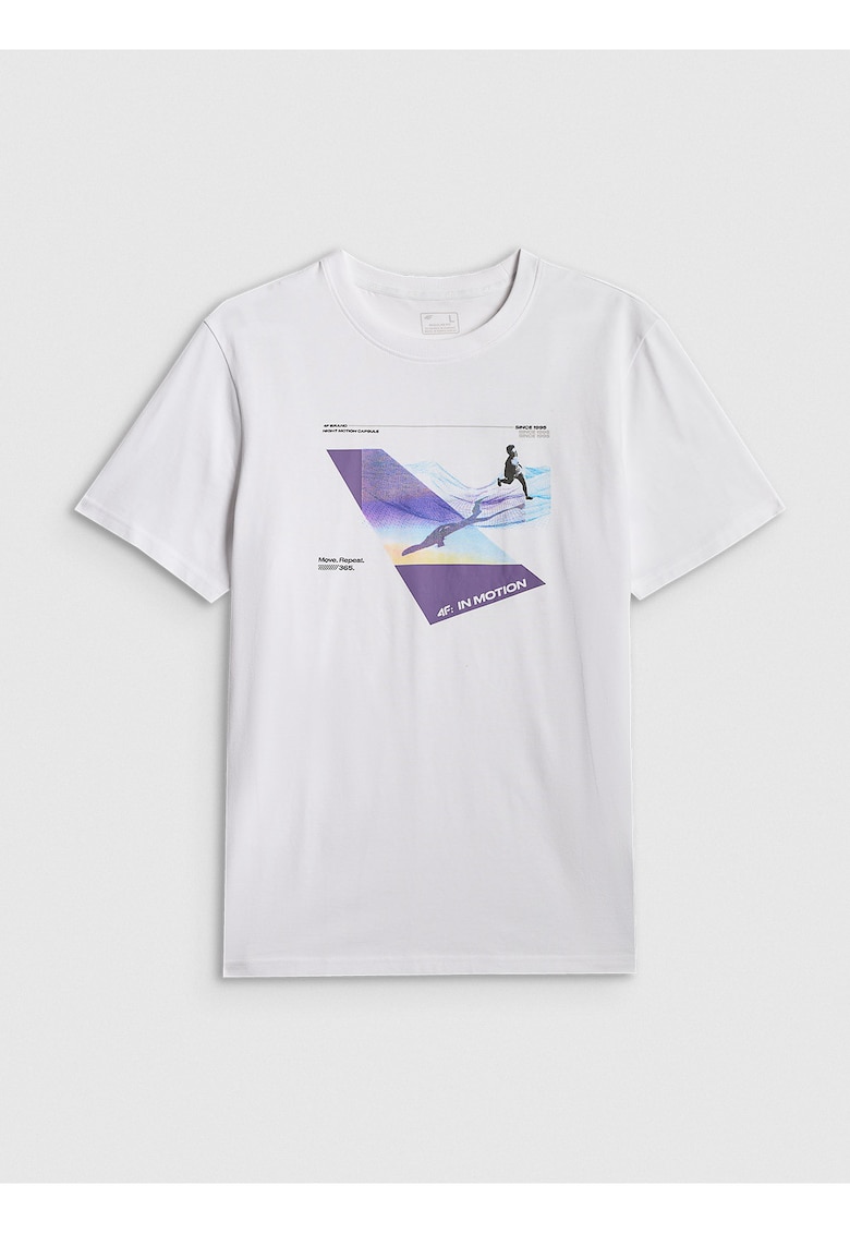 Tricou barbati regular - imprimeu - alb