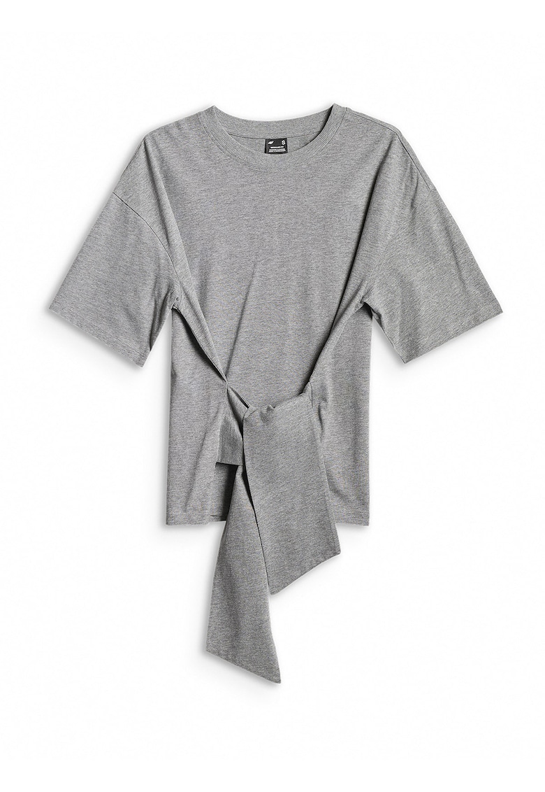 Tricou dama regular - cu legatura - gri - bumbac