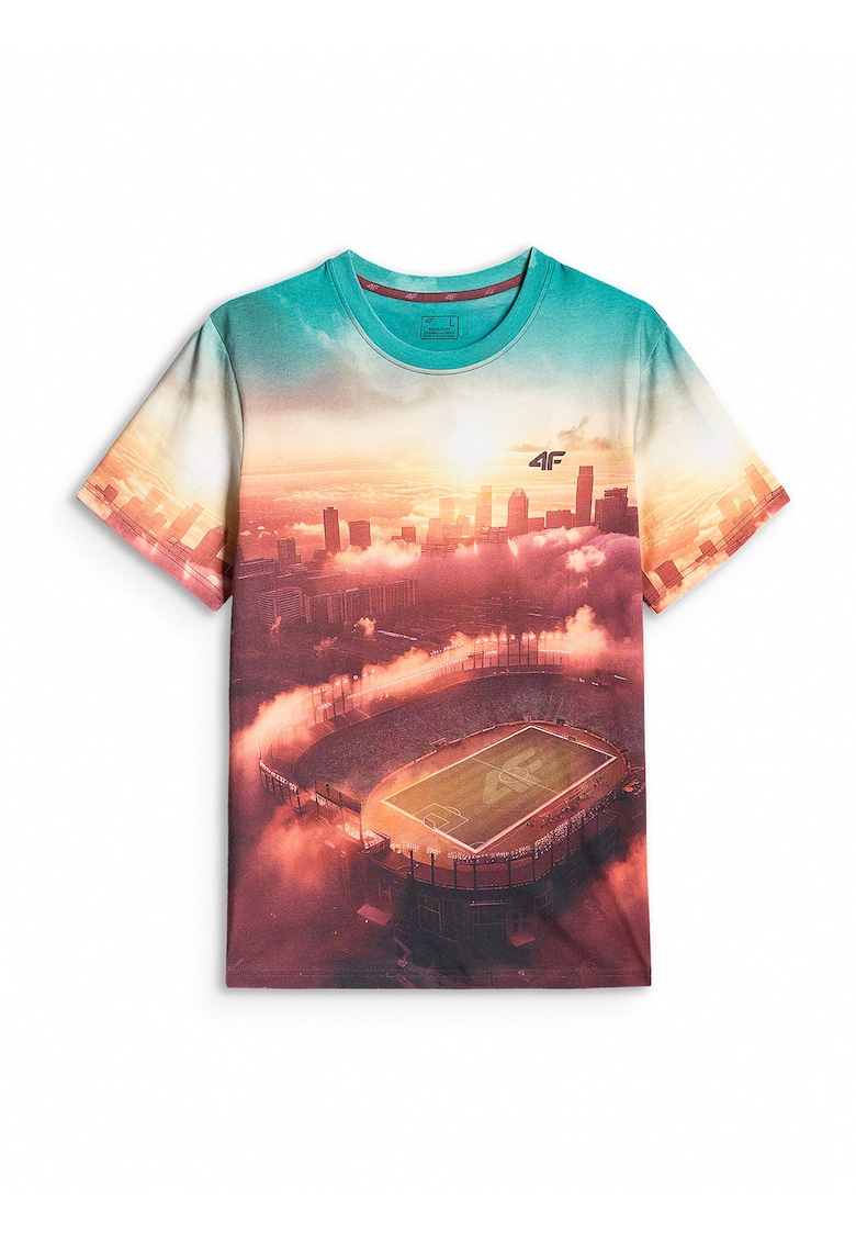 Tricou barbati regular - imprimeu - multicolor - bumbac