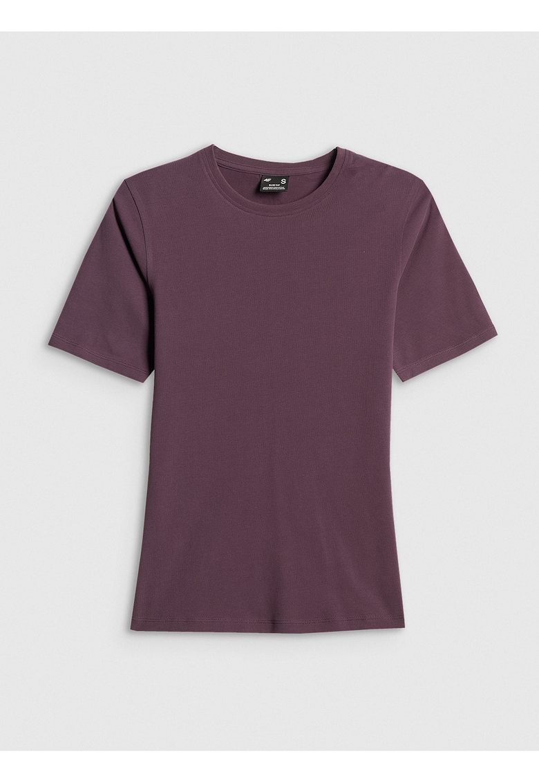 Tricou dama F3703 - slim - material de grosime medie - lungime pana la solduri - culoare violet - bumbac
