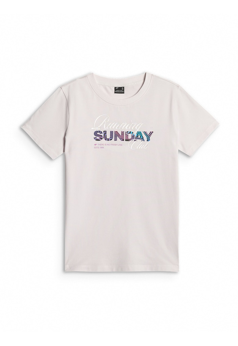 Tricou dama regular - imprimeu - alb - bumbac