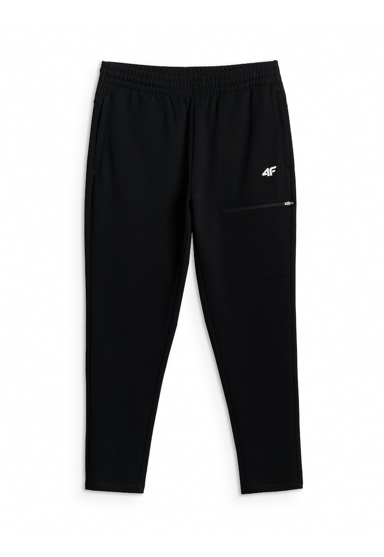 Pantaloni sport barbati french terry - talie reglabila - 4 buzunare - negru