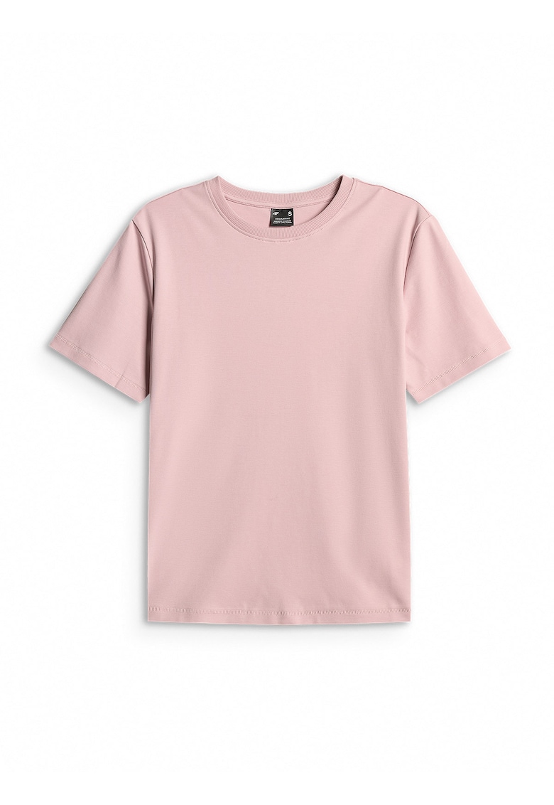 Tricou dama regular - roz - material de grosime medie - croiala lejera - bumbac