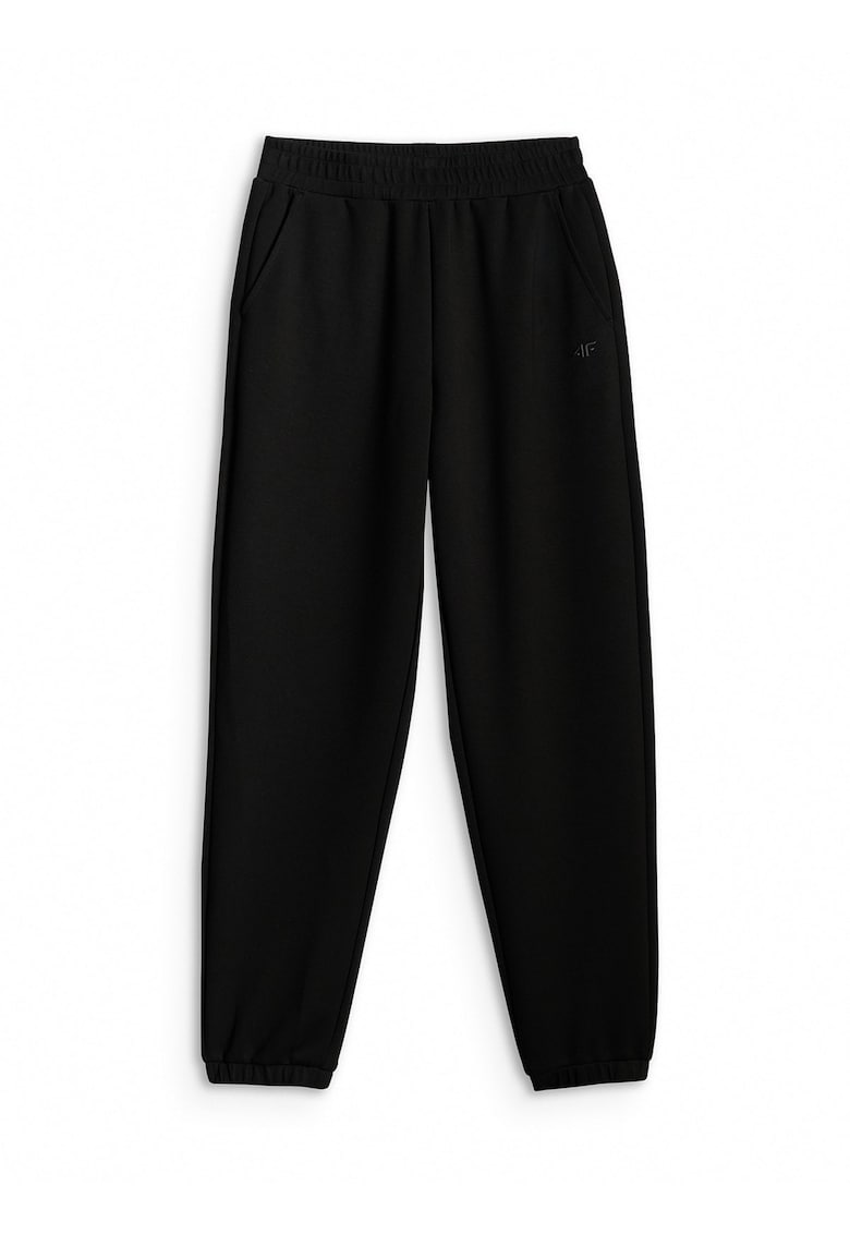 Pantaloni sport dama - jogger - talie inalta - 2 buzunare - negru - trening