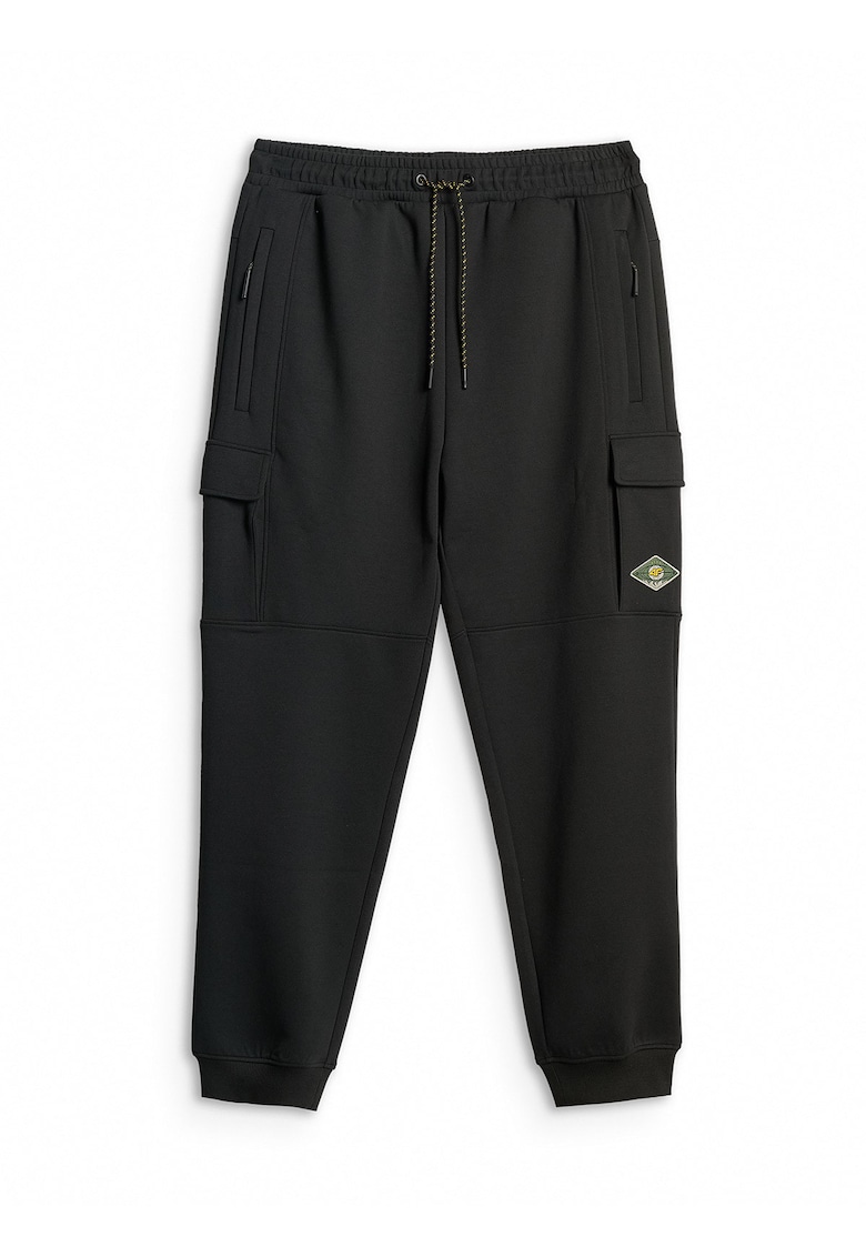 Pantaloni sport barbati - cargo - talie reglabila - negru - material confortabil