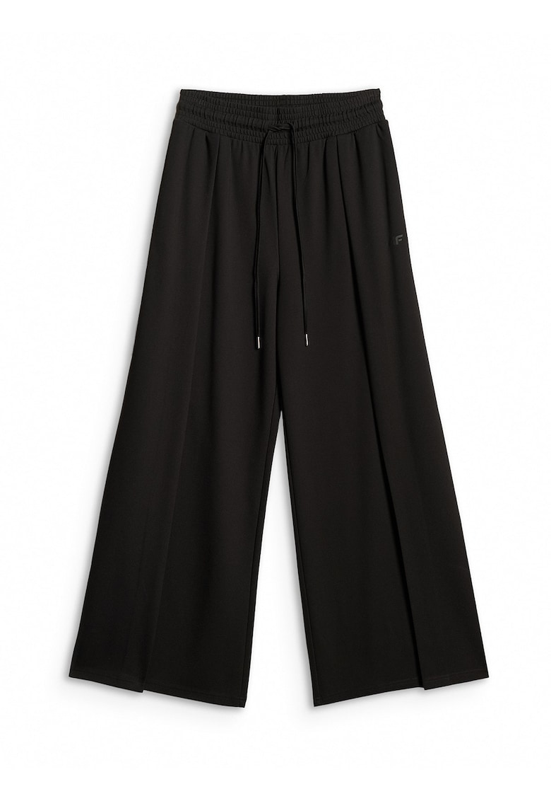 Pantaloni sport dama craci largi - talie inalta - negru - viscoza