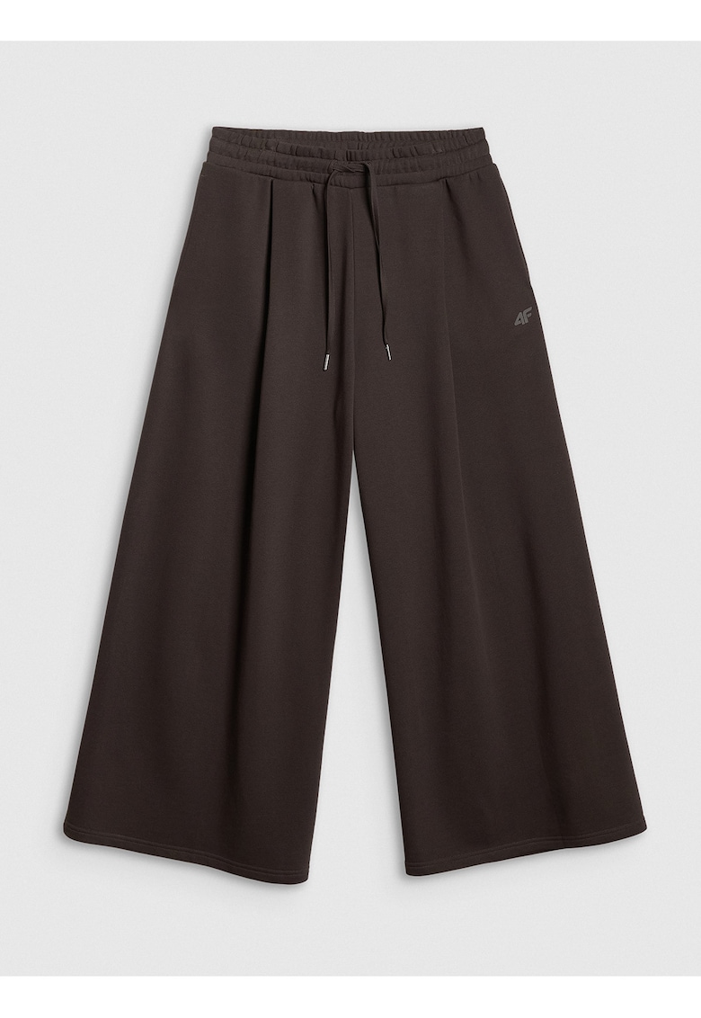 Pantaloni sport dama - crac larg - talie inalta - maro - bumbac