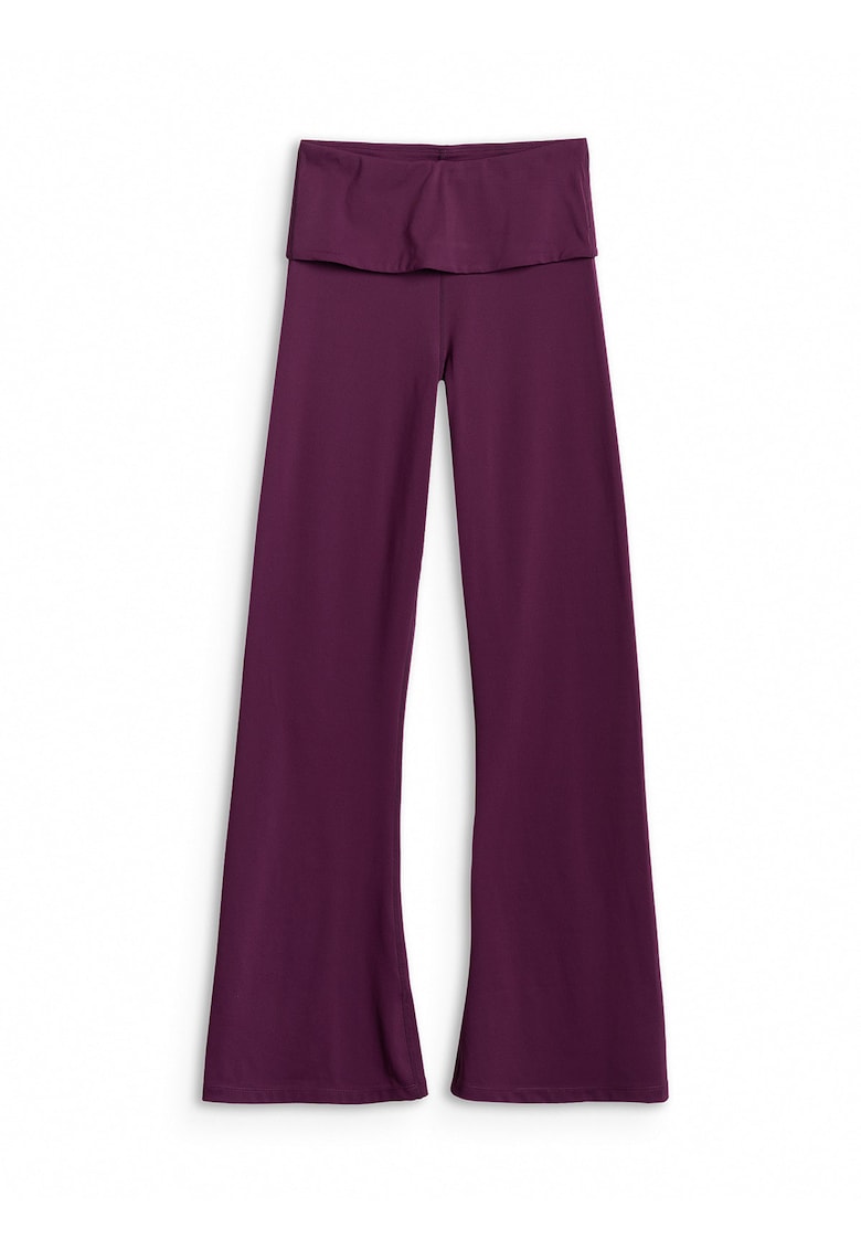 Pantaloni sport dama - colanti cu picior evazat - mov - croiala ajustata