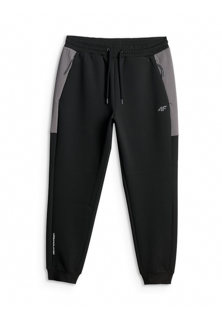 Pantaloni sport barbati jogger - gri - talie reglabila - buzunare cu fermoar -