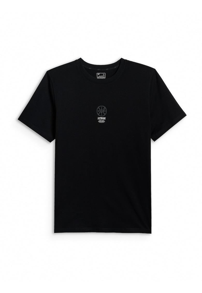 Tricou barbati relaxed - imprimeu - negru - bumbac - Negru