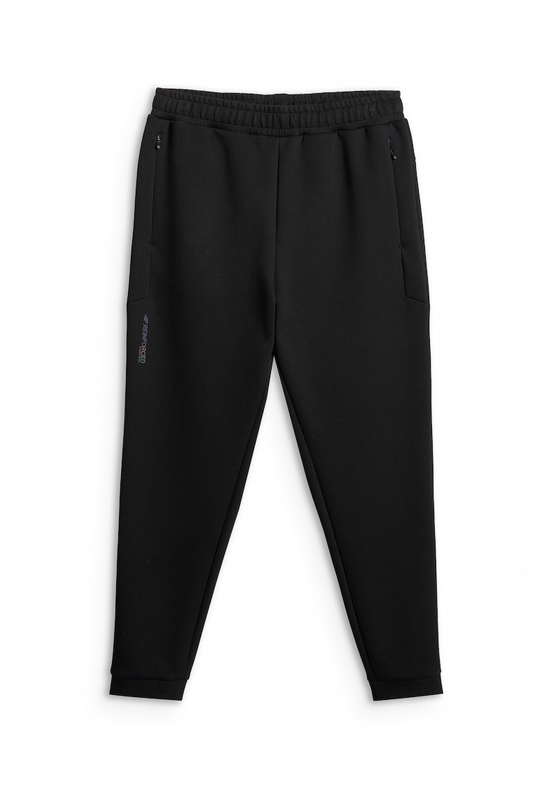 Pantaloni sport barbati - jogger - negru - tricot moale - buzunare cu fermoar -