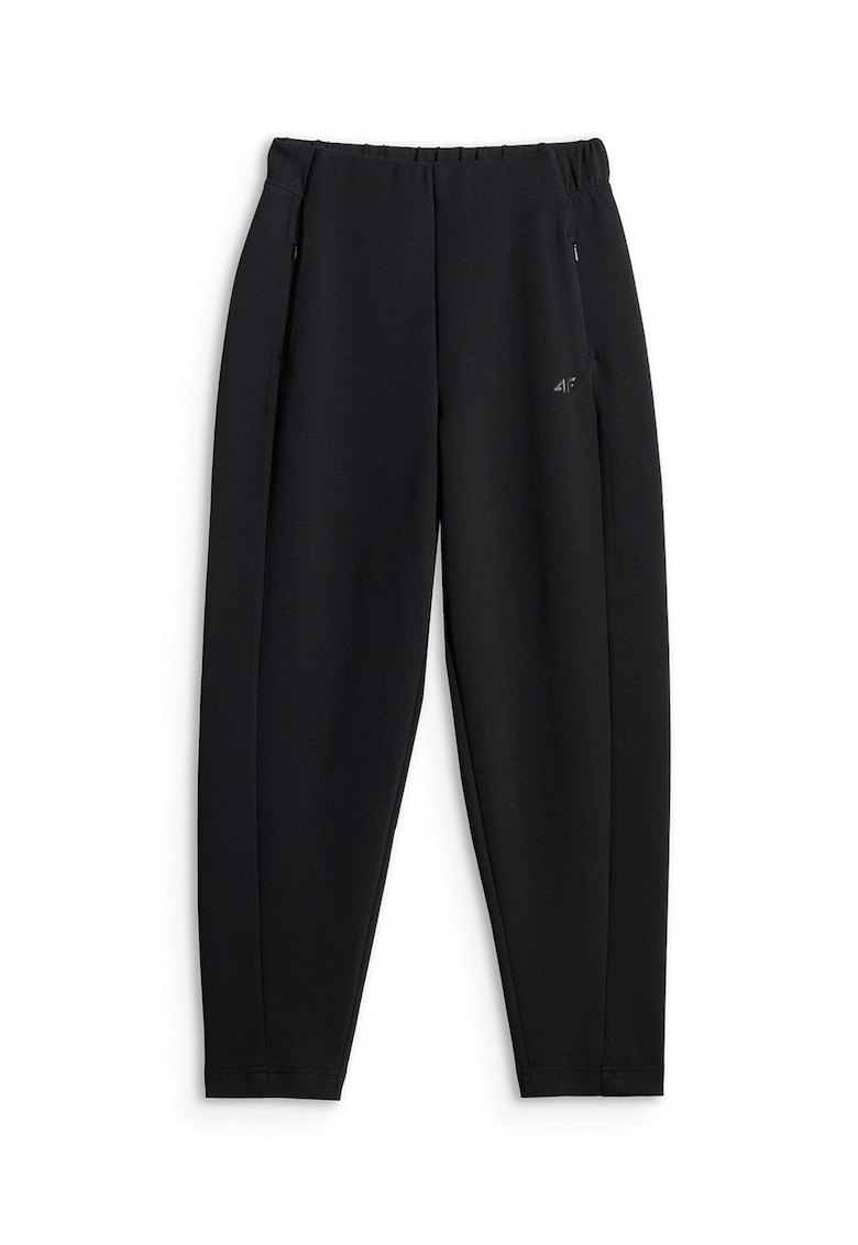 Pantaloni sport dama negru - talie inalta - croiala regular - material usor