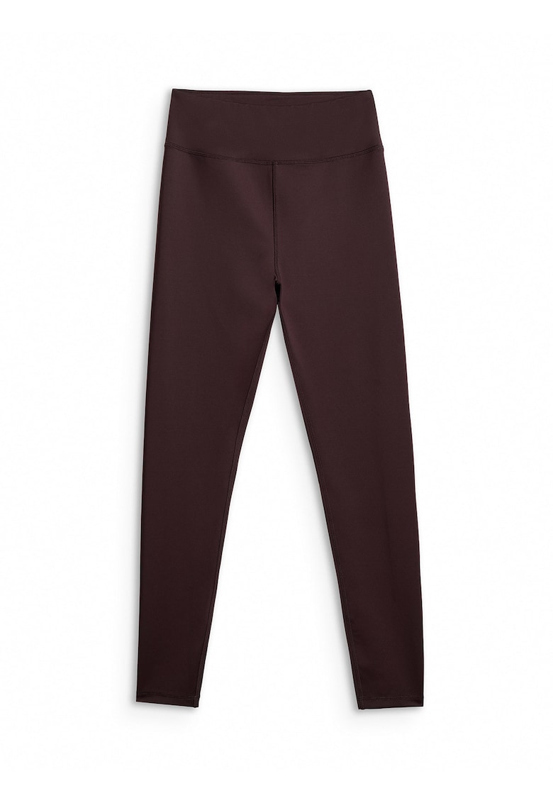 Pantaloni sport dama - colanti tricotati - slim fit - inaltime mare - maro -