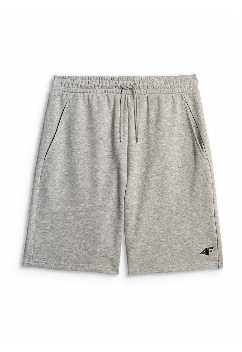 Pantaloni scurti sport regular fit - gri - bumbac - cu talie ajustabila si buzunare laterale