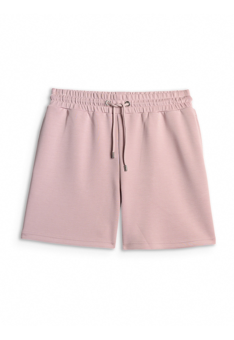 Pantaloni scurti de trening roz - material cu modal - talie inalta - croiala regulara