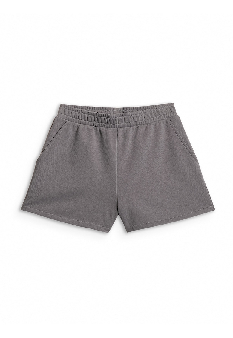Pantaloni scurti lejeri - talie medie - bumbac - cu buzunare laterale - pentru femei