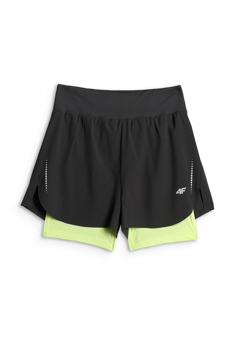 Pantaloni scurti de alergare uscare rapida - talie inalta - negru - dama