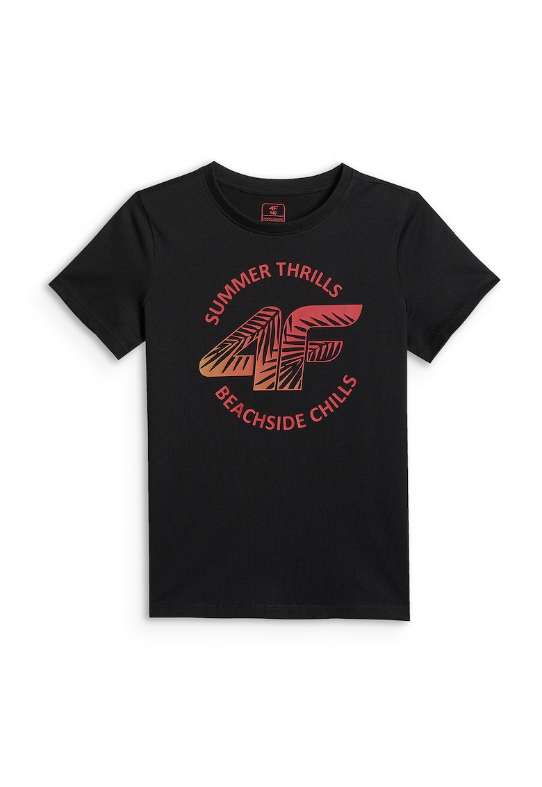 Tricou copii - lejer - imprimeu - negru - bumbac
