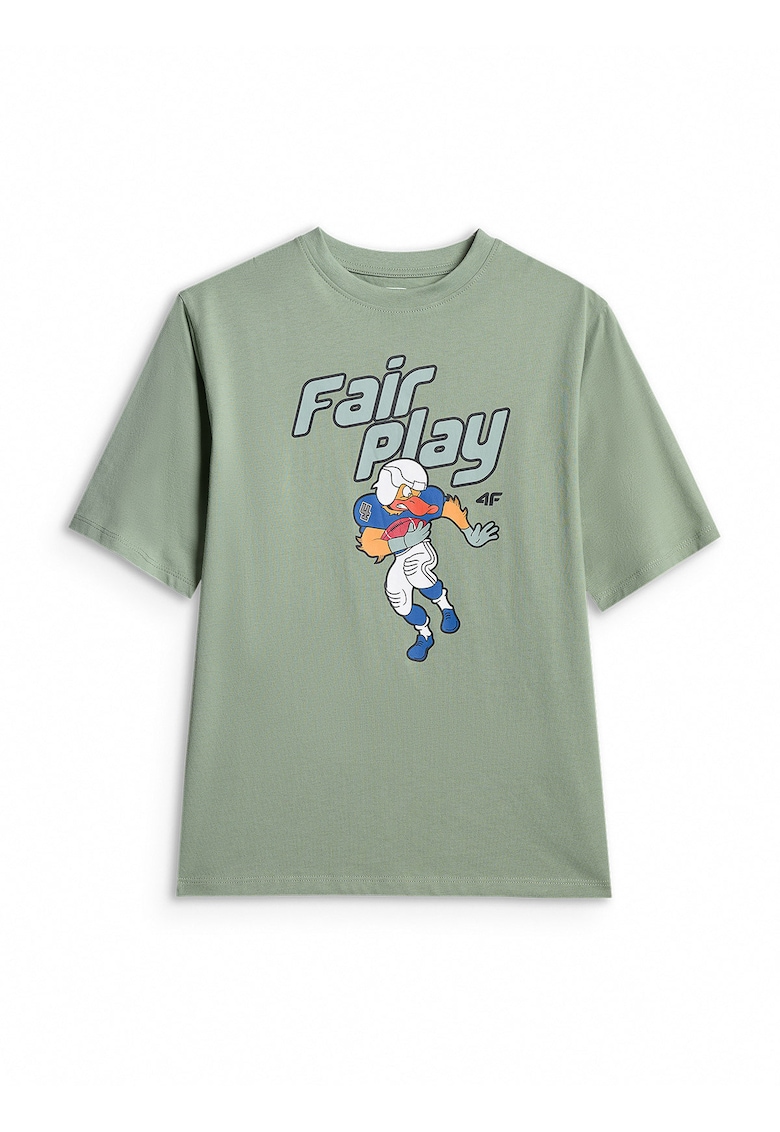 Tricou copii - lejer - imprimeu sportiv - menta - bumbac