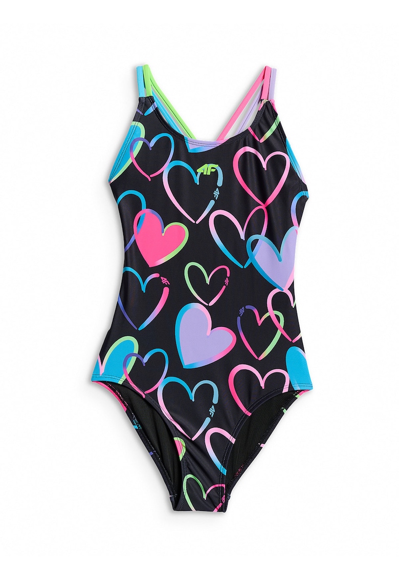 Costum de baie intreg pentru fete multicolor - uscare rapida - protectie UPF 30+ - poliester/elastan