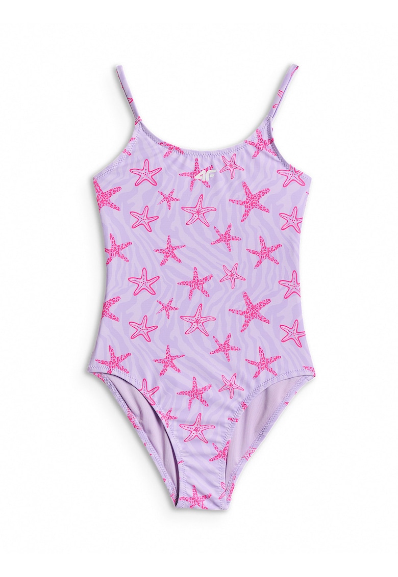 Costum de baie intreg pentru fete uscare rapida - bretele reglabile - Mov/Roz