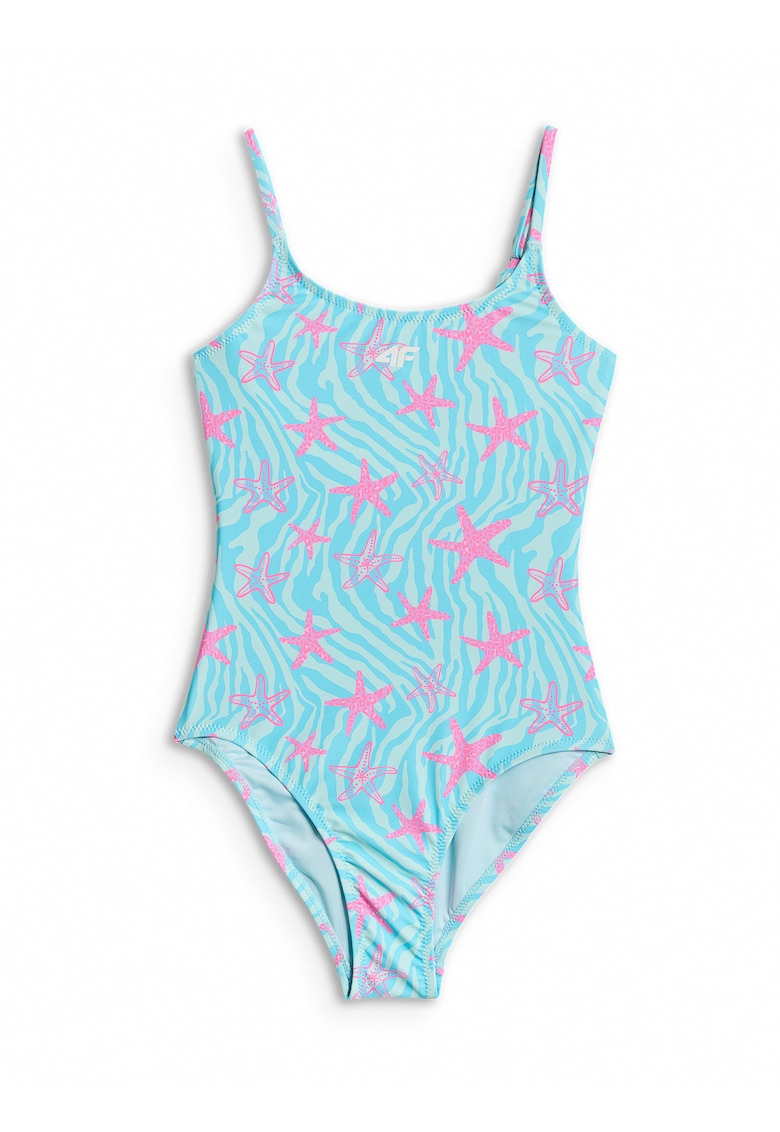 Costum de baie intreg pentru fete uscare rapida - bretele reglabile - Turcoaz/Roz