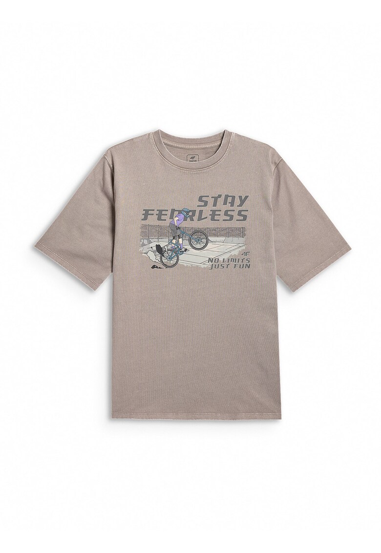 Tricou sport pentru baieti - lejer - imprimeu - gri - bumbac