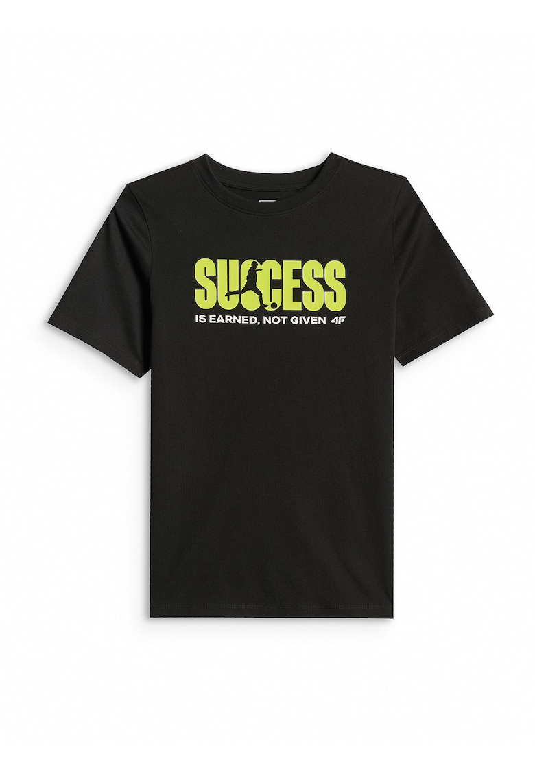 Tricou de copii - regular - imprimeu sportiv - negru - bumbac