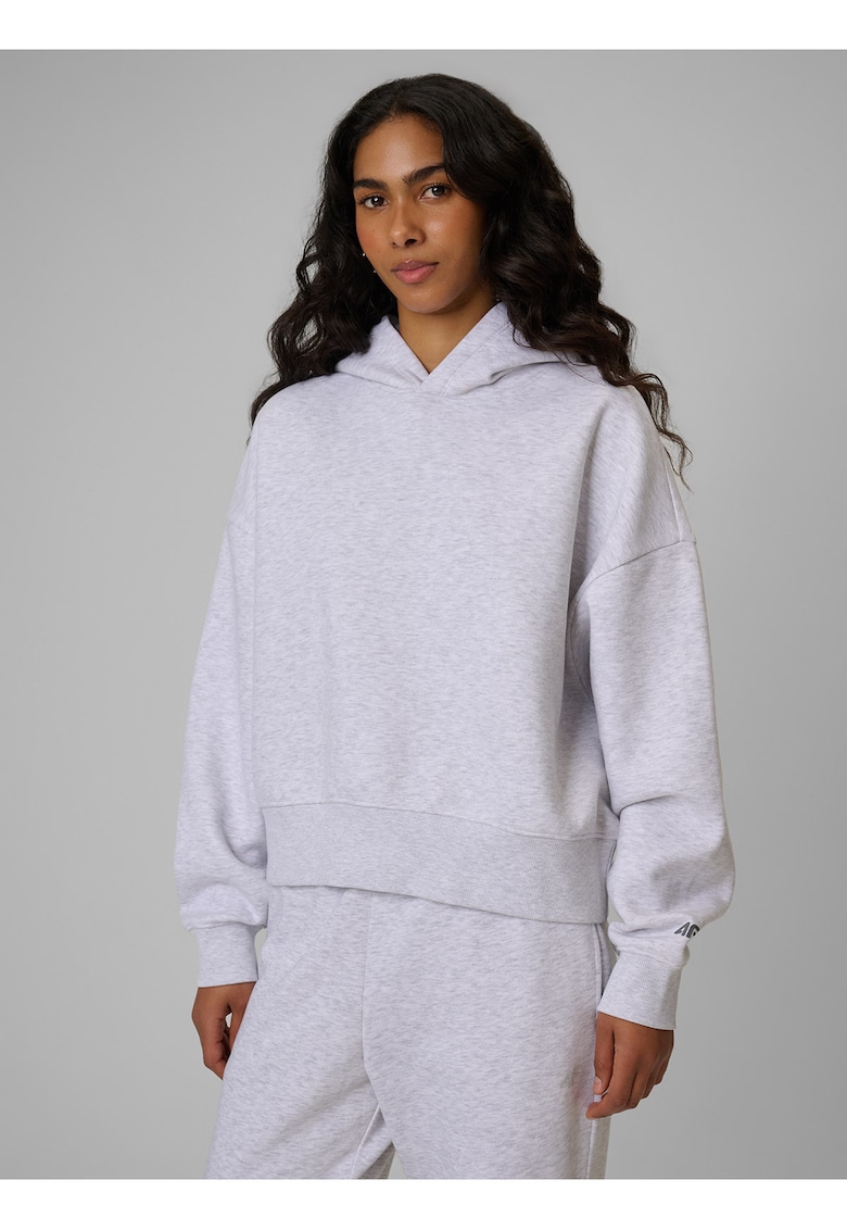 Hanorac dama regular fit - gri - bumbac - gluga