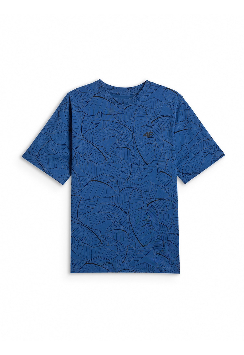 Tricou sport pentru baieti - croiala lejera - imprimeu - albastru - bumbac