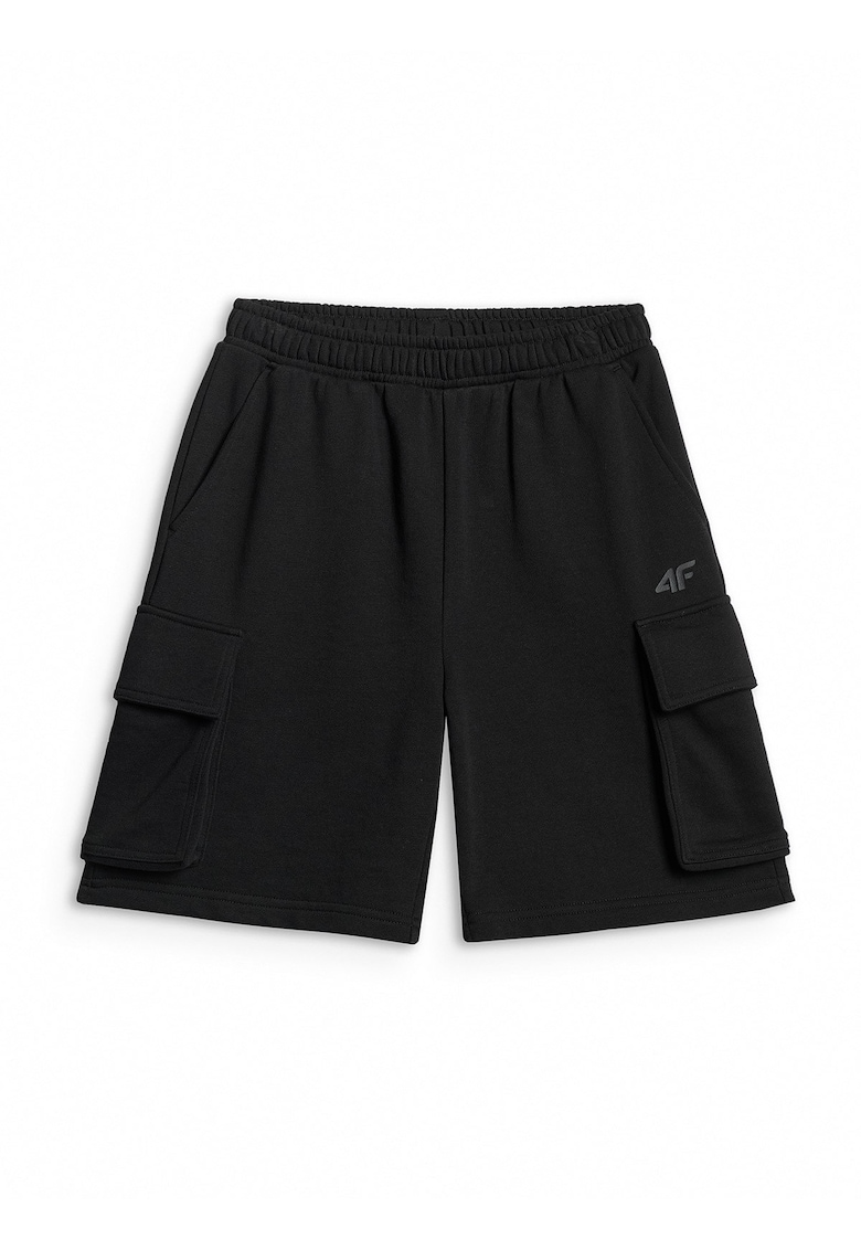 Pantaloni scurti model M785 - bumbac - talie reglabila - doua buzunare laterale - negru -
