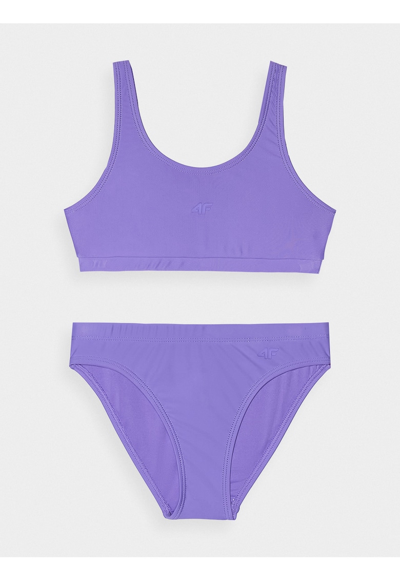 Costum de baie pentru fete - doua piese - elastic - violet - poliester|elastan -