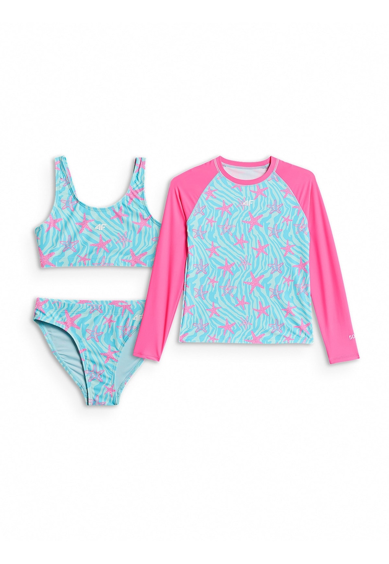 Costum de baie set 3 piese pentru fete - multicolor - uscare rapida - protectie UV