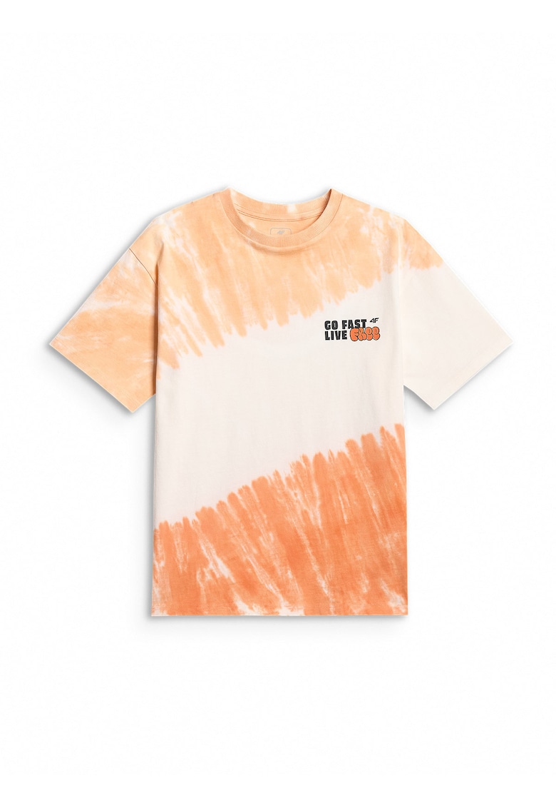 Tricou sport baieti - croiala lejera - imprimeu tie-dye - portocaliu - bumbac