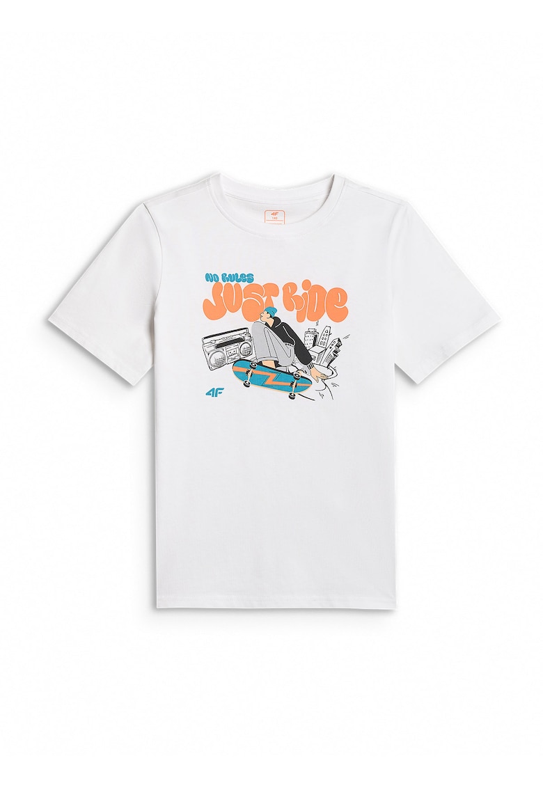 Tricou sport baieti - regular - alb - bumbac - confortabil