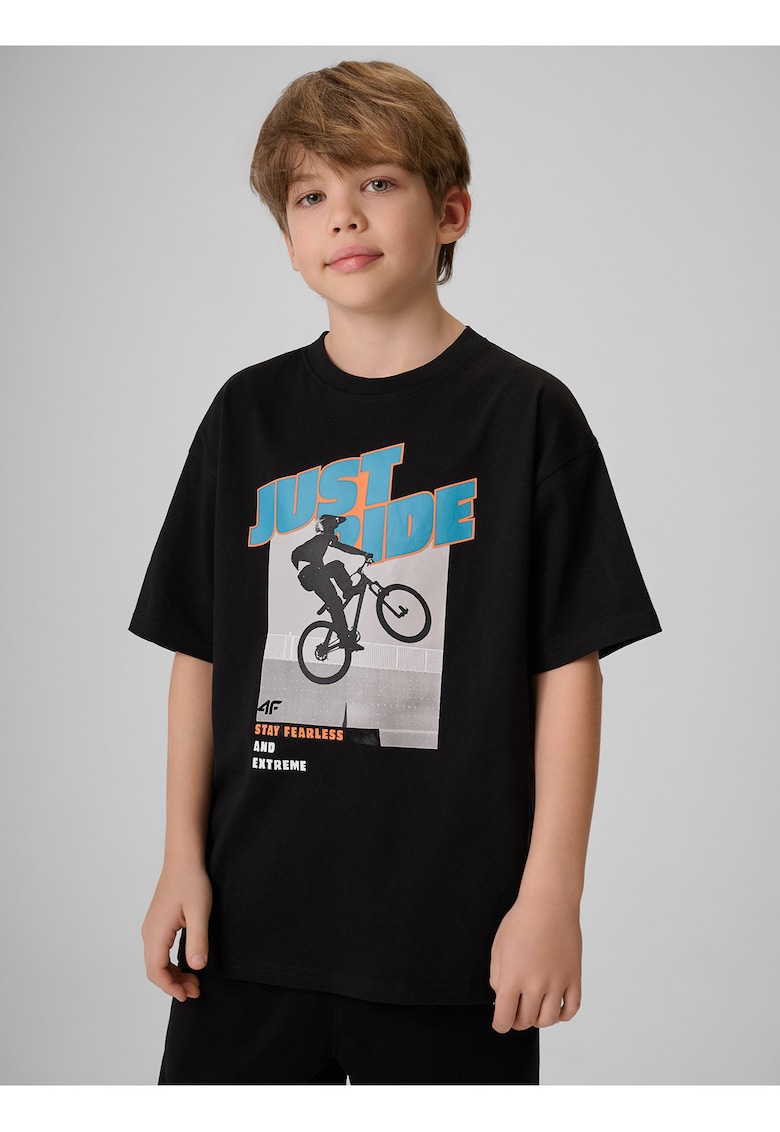 Tricou copii - croiala lejera - bumbac - negru