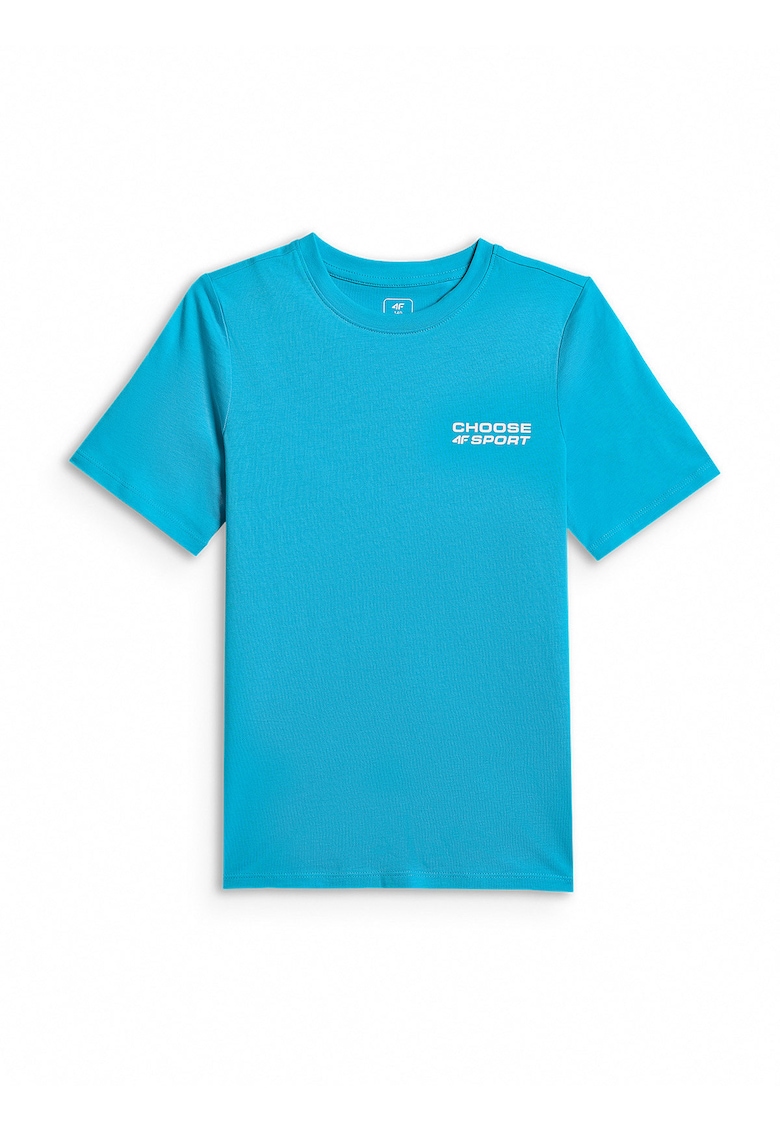 Tricou pentru copii - regular - imprimeu sportiv - albastru - bumbac