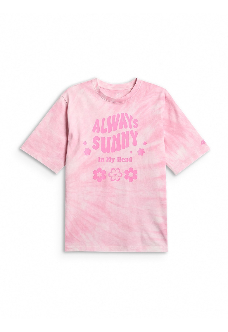 Tricou copii - lejer - imprimeu tie-dye - roz - bumbac