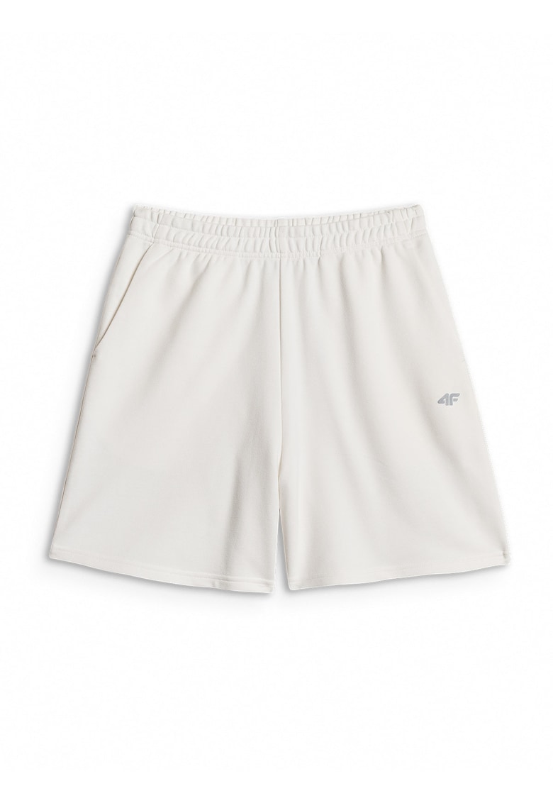 Pantaloni scurti de trening femei - lejeri - talie inalta - alb - french terry