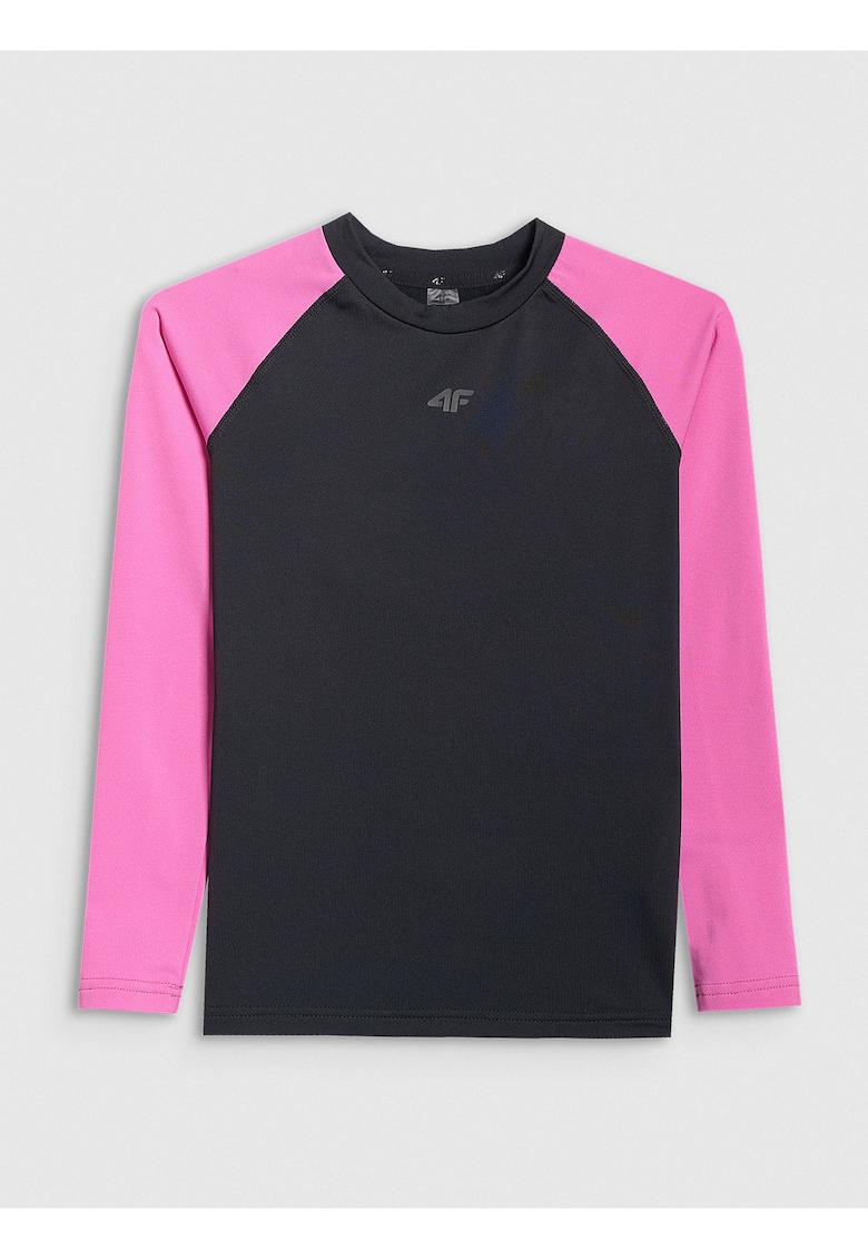 Bluza copii - lenjerie termica - guler inalt - croiala slim - roz/negru