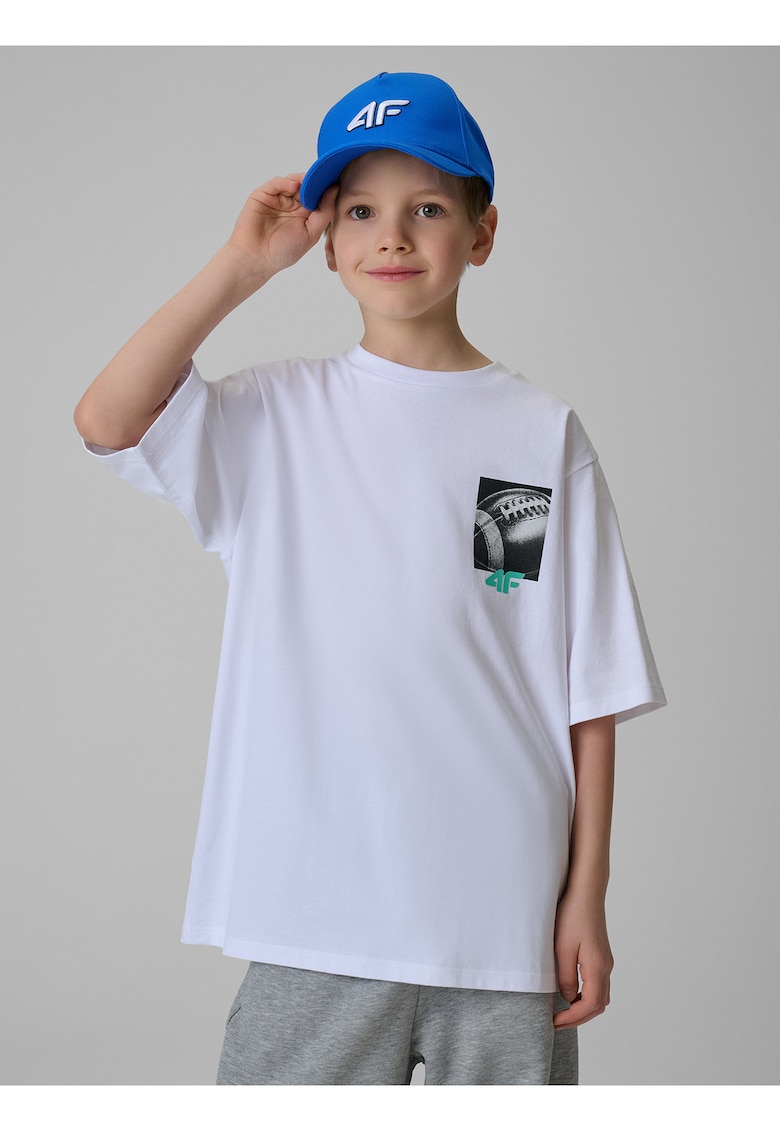 Tricou copii croiala lejera - imprimeu - alb - bumbac