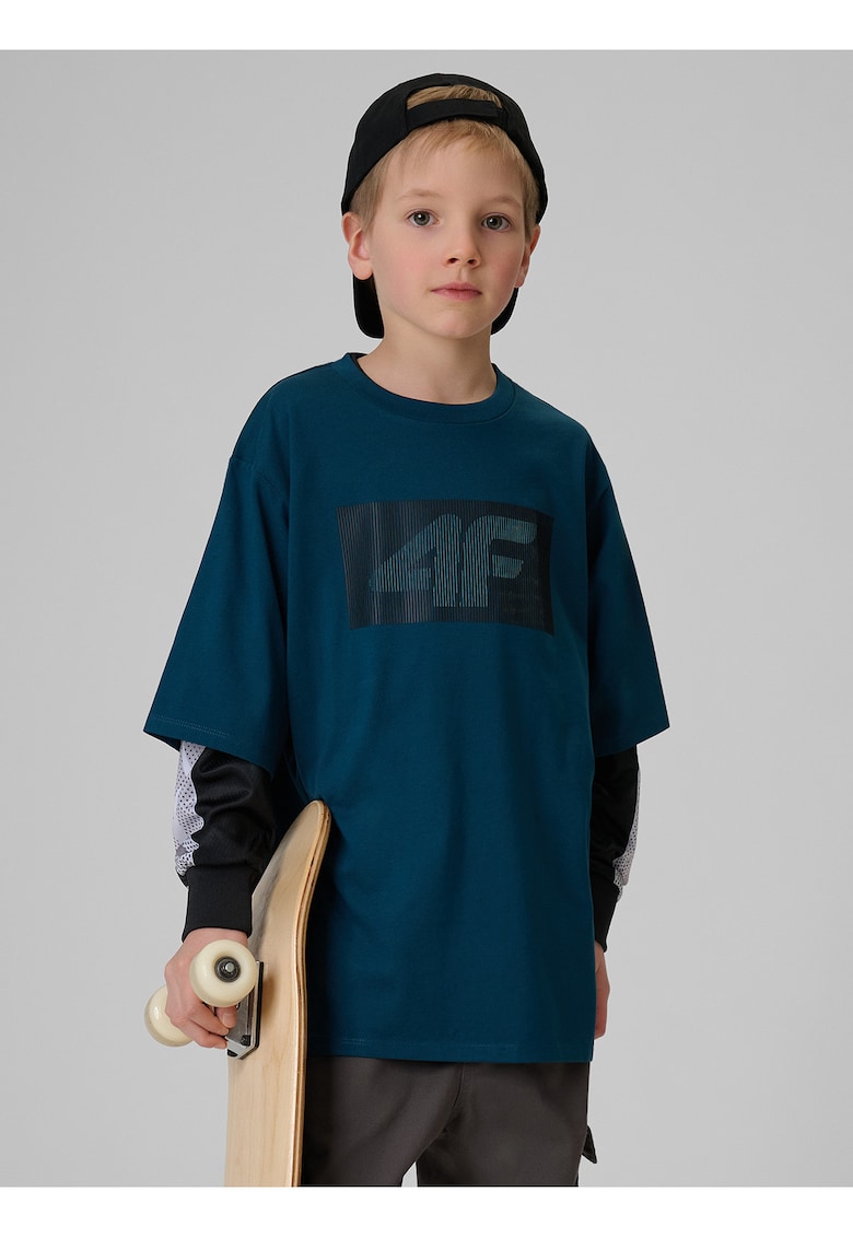 Tricou copii - lejer - imprimeu grafic - turcoaz - bumbac