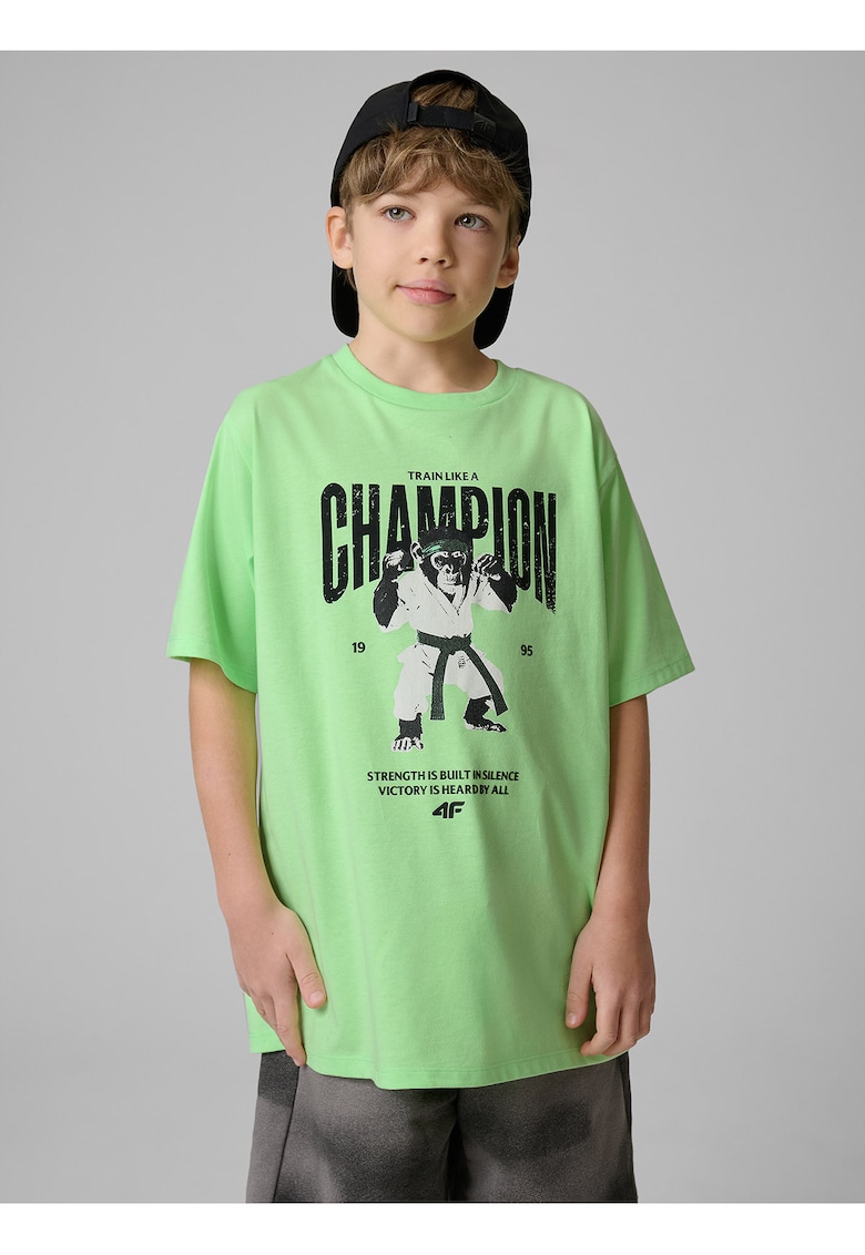 Tricou copii lejer - imprimeu distinctiv - verde - poliester