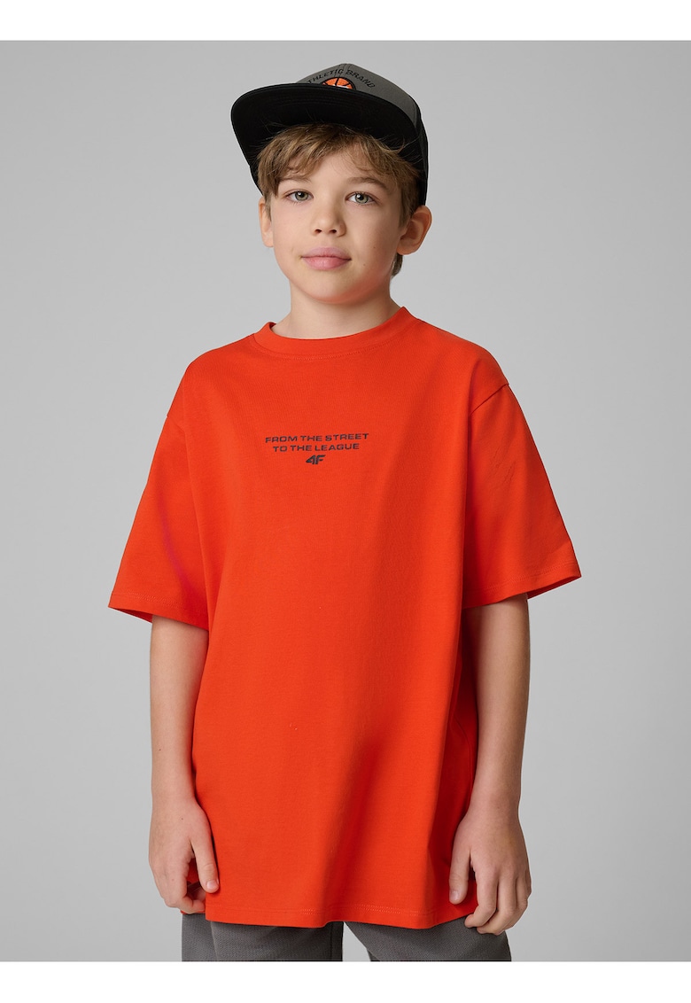 Tricou copii lejer - imprimeu - portocaliu - material gros